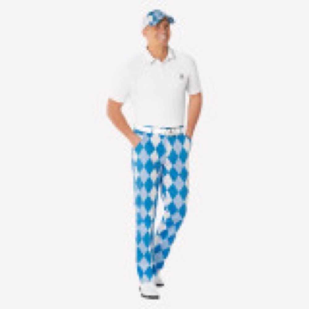 Royal & Awesome Old Tom’s Trews Sz 34x34 Blue and white NWT